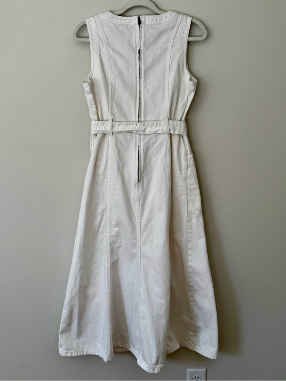 Sundance Poppy Belted Denim Midi Dress, White – Size 8 (Medium) - Picture 5 of 8